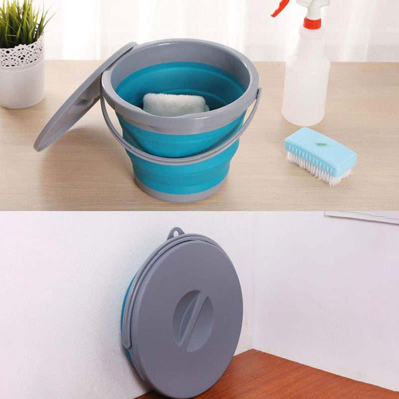 Ahyuan Collapsible Water Bucket with Locking Lid Multifunction Foldable Round Tub Water Pot Portable Water Pail Space Saving Water Container for RV, Camping, Marine, Outdoor Activities and Home (Blue) - Image 2